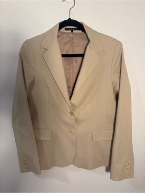 Theory Beige Stretch Cotton Blazer | Size L | Made in USA | Career Office Jacket